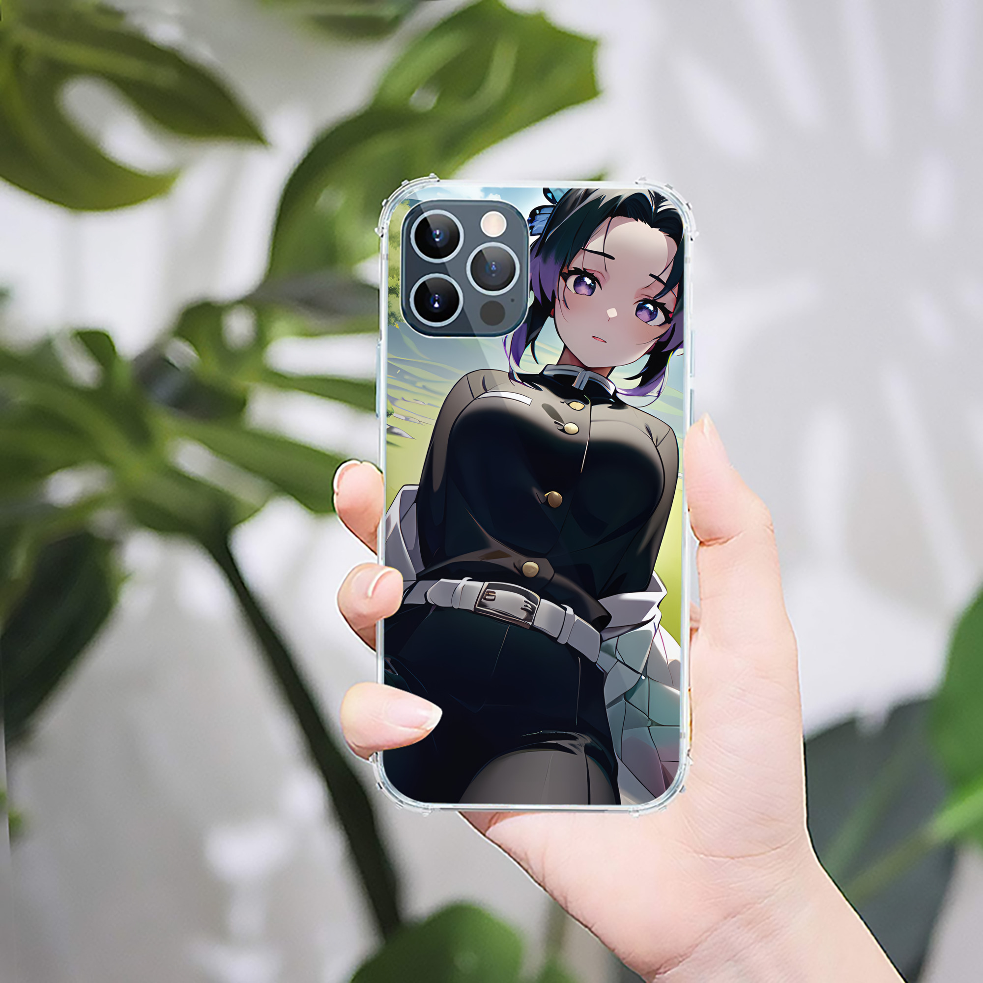 （画像用） 鬼滅の刃（きめつのやいば）蟲柱-胡蝶 しのぶ／こちょう しのぶ Kochou Shinobu 【iPhone 12シリーズ対応】透明スマホケース（クリアソフトケース）